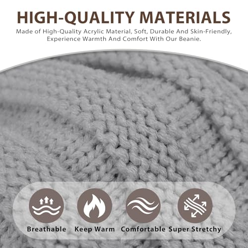 ZOORON Womens Winter Hat Slouchy Beanies for Women Cable Knit Beanie Hats - color: 1pack- Light Gray