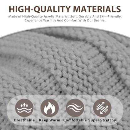 ZOORON Womens Winter Hat Slouchy Beanies for Women Cable Knit Beanie Hats - color: 1pack- Light Gray