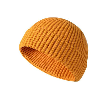 Fisherman Beanie for Men Knit Trawler Beanie Short Cuffed Watch Cap for Men Women - color: Yellow