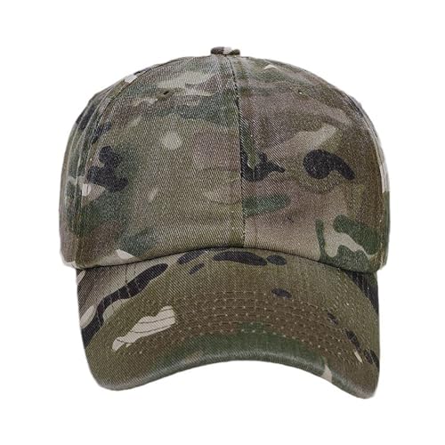 Camo Baseball Cap for Men Women Vintage Distressed Washed Cotton Sun Protection Golf Dad Hat - color: Light Green