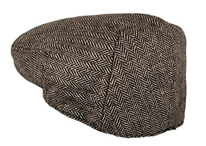 Wonderful Fashion Men's Classic Herringbone Tweed Wool Blend Newsboy Ivy Hat (Large/X-Large, Charcoal) - color: Brown, size: Large-X-Large
