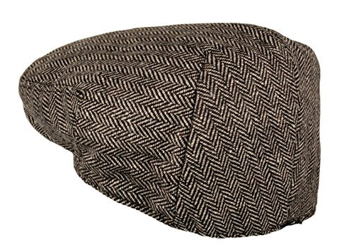 Wonderful Fashion Men's Classic Herringbone Tweed Wool Blend Newsboy Ivy Hat (Large/X-Large, Charcoal) - color: Brown, size: Small-Medium