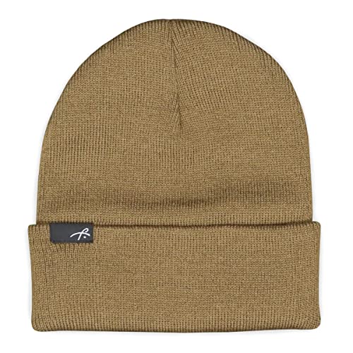 Grace Folly Slouchy Beanie for Men & Women, Cuffed Acrylic Knit Winter Hat - color: Khaki