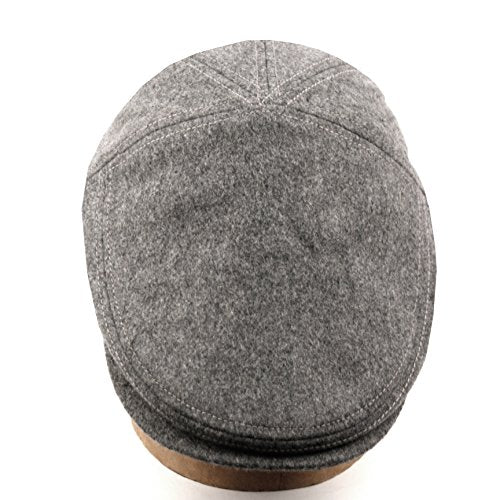 EPOCH Wool Blend Herringbone Winter Ivy Cabbie Hat w/Fleece Earflaps – Driving Hat - color: Charcoal Gray, size: Large