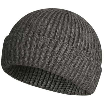 ROYBENS Swag Wool Knit Cuff Short Fisherman Beanie for Men Women Winter Hat - color: 1pcs-dark Gray