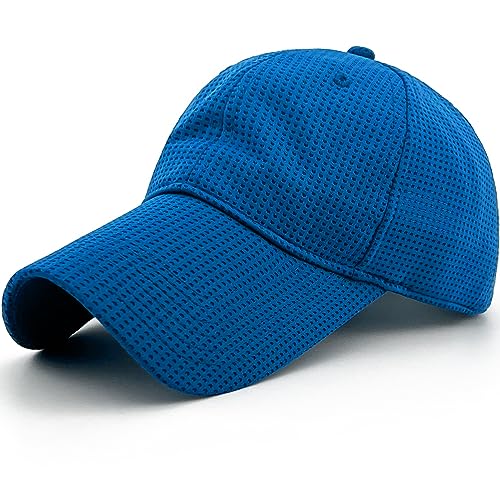 Long Brim Golf/Running Hat Full Mesh Baseball Cap Breathable - color: Blue, size: One Size