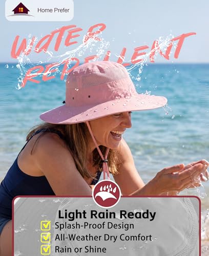 Home Prefer UPF 50+ Men's Sun Hat Wide Brim Bucket Hat UV Protection Hat for Mens Womens Beach Safari Gardening Golf Fishing - color: Pink
