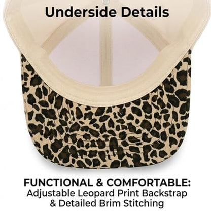 Embroidered Trucker hat for Women Men Baseball Hat Adjustable Unisex Cotton for Soccer Supporters - color: E-leopard Print