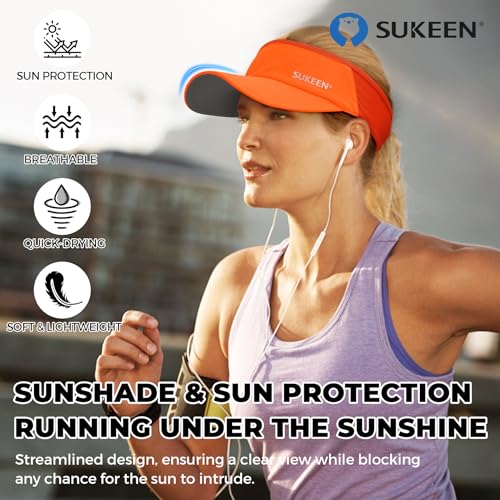 Sukeen Lightweight Sports Sun Visor Hat for Men Women - color: Orange