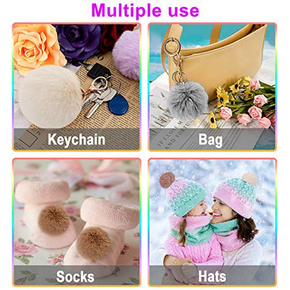 BQTQ 26 Pcs Faux Fur Pom Poms DIY Hat Pompom with Elastic Loop (Soft Color) - color: Soft Color