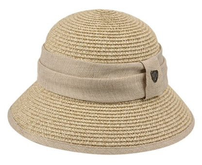 Women's Gatsby Linen Cloche Hat with Lace Band and Flower - color: Cl2797toast