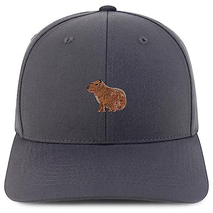 Trendy Apparel Shop Capybara Embroidered Patch Structured 6 Panel Snapback Baseball Cap - color: Charcoal
