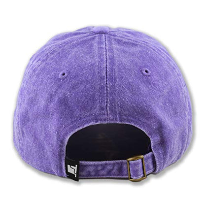The Hat Depot 100% Cotton Pigment Dyed Low Profile Dad Hat Six Panel Cap - color: 1. Purple