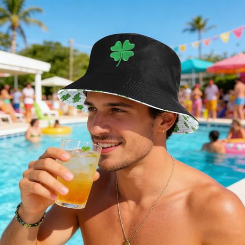 Bucket Hat Beach Sun Hat Fishing Hat for Women Men, Summer Outdoor Travel Packable Fisherman Hat - color: St. Patrick