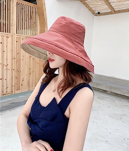 Women Wide Brim Sun Hats Metal Wired Edge Summer UV Protection Beach Fishing Hat for Hiking Garden Travel Chin Strap - color: Lant001-jiaotang, size: One Size