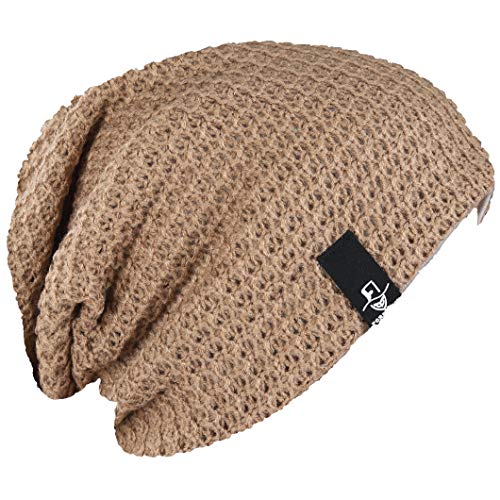 FORBUSITE Mens Slouchy Long Beanie Knit Cap for Summer Winter, Oversize - color: B08-beige, size: Large