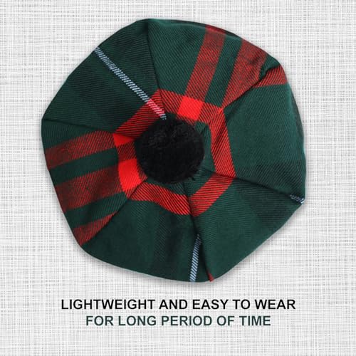 Scottish Tam O’ Shanter Hat Tartan Bonnet Pom Pom Wool Flat Cap One Size - color: Heritage of Wales