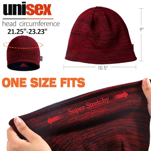 3 Pack Reversible Fleece Lined Beanie Hats for Men Women Winter Knit Hats - color: Black+khaki+red
