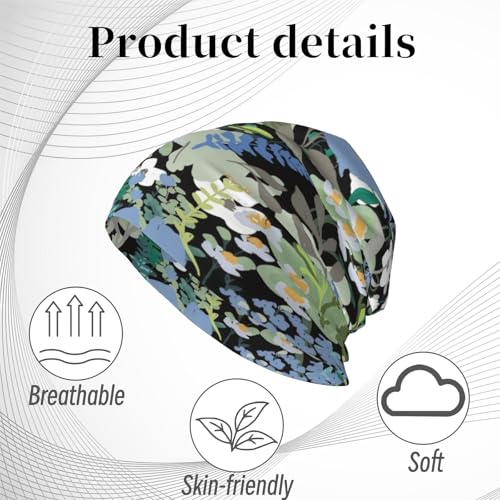 Unisex Stretch Knit Beanie Hat - color: Flowers and Plants