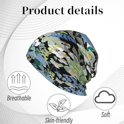 Unisex Stretch Knit Beanie Hat - color: Flowers and Plants