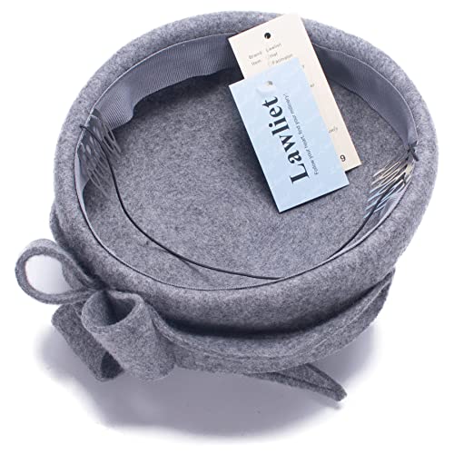 Womens Wool Felt Fascinator Cocktail Race Fancy Cheltenham Fesitval Hat A302,Gray,One Size