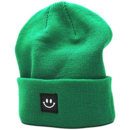 55cube Unisex Winter Beanie Hats Warm Thick Knit Cuffed Skullcaps - color: Solid Kelly Green