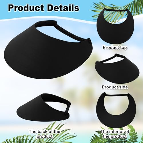 Sureio 22 Pcs Foam Sun Visors for Women with Coil Bands Bulk - color: Black