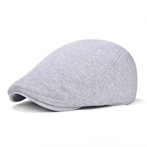 FEINION Men Cotton Newsboy Cap Soft Fit Cabbie Hat - color: Black/Light Grey