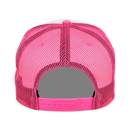Lids Blank Basic Foam Trucker Adjustable Snapback Hat - color: White/Neon Pink