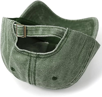 Glamorstar Classic Unisex Baseball Cap Adjustable Washed Dyed Cotton Ball Hat - color: Army Green+black+grey