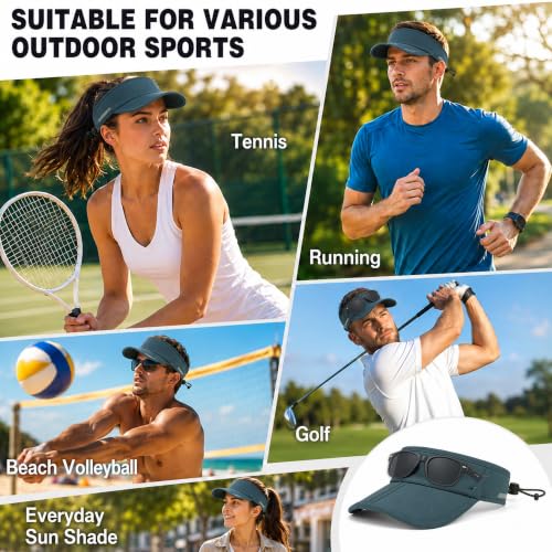 Sun Visor Caps Foldable Brim Adjustable Visor Hats for Women Men - color: 2# Teal