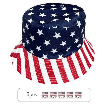 Wildarms Reversible Patriotic Bucket Hat Set with Temporary Tattoos - color: Star