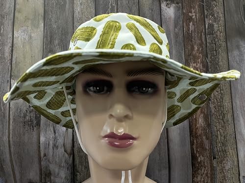 Funny Sun Hat for Men Women Wide Brim Bucket Hat Hiking Boonie Hat Summer Beach Fishing Caps - color: Pickle