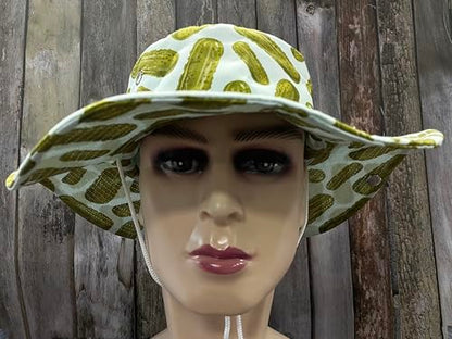 Funny Sun Hat for Men Women Wide Brim Bucket Hat Hiking Boonie Hat Summer Beach Fishing Caps - color: Pickle