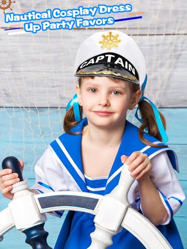 8 Pieces Captain Hats Adjustable White Sailors Navy Marine Admiral Caps for Yacht Theme Party Costume Accessory - color: Style 13