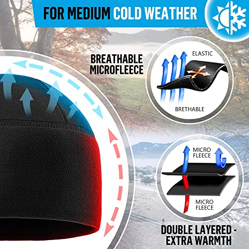 M-Tac Fleece Watch Cap - Army Military Tactical Beanie Hat Winter Skull Cap - color: Black, size: Medium