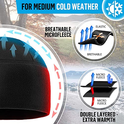 M-Tac Fleece Watch Cap - Army Military Tactical Beanie Hat Winter Skull Cap - color: Black, size: Medium