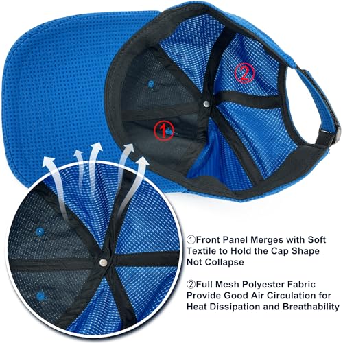 Long Brim Golf/Running Hat Full Mesh Baseball Cap Breathable - color: Blue, size: One Size