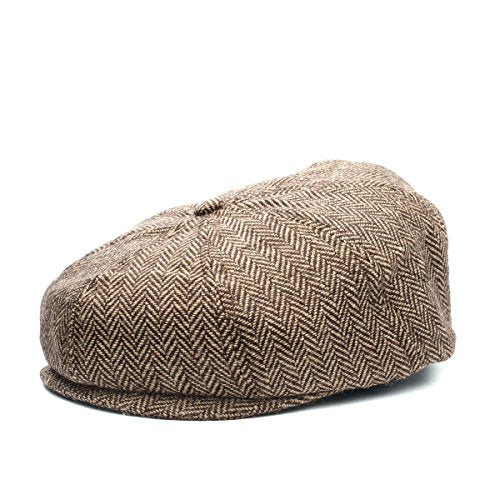 Baby Boy Ring Bearer Pageboy Scally Cap Flat Ivy Newsboy Tweed Golf Cap Hat - color: Brown Herringbone, size: 6-12 Months