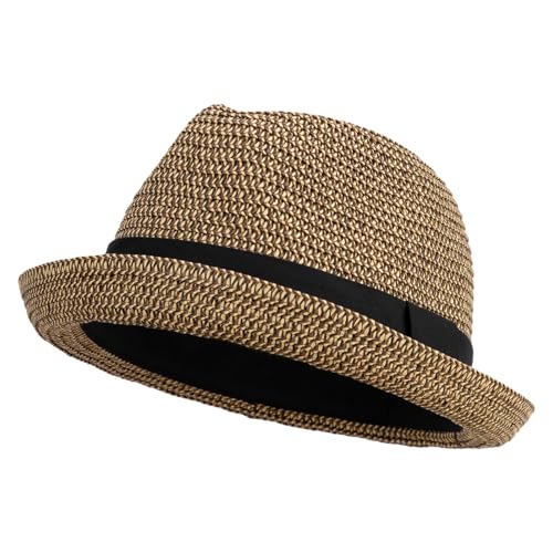 Men's Fedora with Paper Straw Braid - color: Gold, size: X-Large