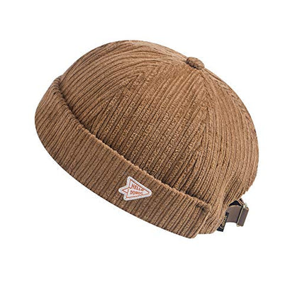 jerague Beanie Hat for Men Women Brimless Cuffed Hat Skullcap Watch Cap Adjustable - color: A2-black/Khaki(2 Pack)
