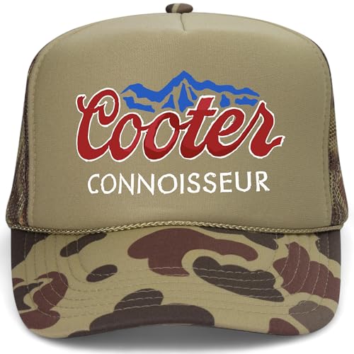 Connoisseur Trucker Hat | Funny Meme Party Trendy Cowboy Beer | Premium Snapback Hat for Men & Women - color: Green Camo