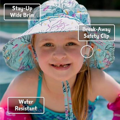 JAN & JUL Kids' Quick Dry Beach Bucket Sun-Hat for Swimming - color: White, size: 5-12 Years
