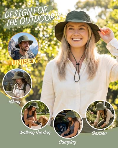 Water-Resistant UPF 50+ Sun Bucket Hat Packable Brimmed for Women Men - color: Army Green