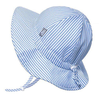JAN & JUL Adjustable Cotton Floppy Sun Hat with 50+ UPF Protection for Boys - color: Blue Stripes, size: 5-12 Years