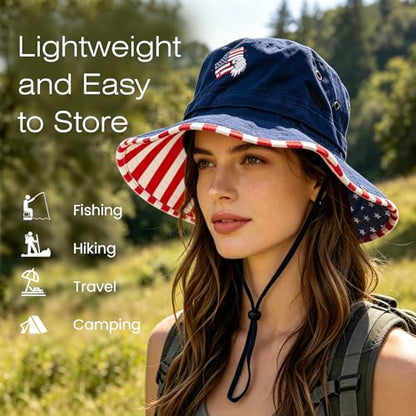 Bucket Hat UV Protection Sun Hat, Boonie Fishing Safari Hats for Outdoors - color: Flag Royal Blue