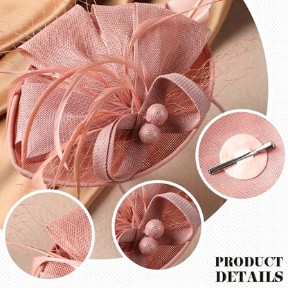 Zinniday Fascinator Tea Party Hat - 2026 Derby Pillbox Kentucky Hat for Women (7.87x5.9inch) - color: Pink