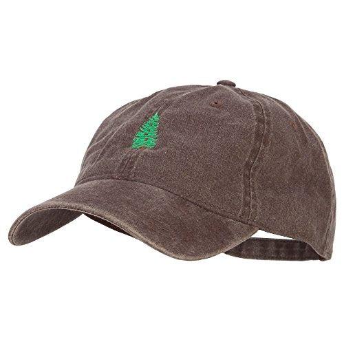 e4Hats.com Pine Tree Embroidered Washed Buckle Cap - color: Brown
