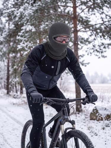Blulu Ski Knitted Mask for Men,1 Hole - color: Dark Gray, size: Medium