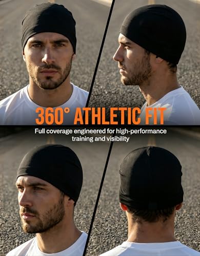 Sweat Wicking Skull Caps Cooling Helmet Liner Hat Running Beanie Cycling Skullcap Sleeping Cap for Men Women - color: Black Sets